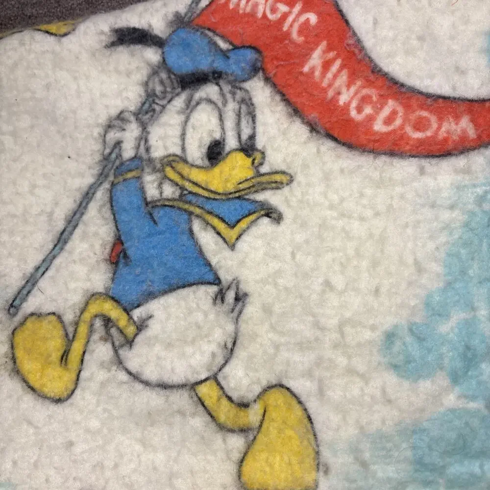 Vintage 1970s Walt Disney World Magic Kingdom Twin Blanket Mickey, Minnie, Goofy